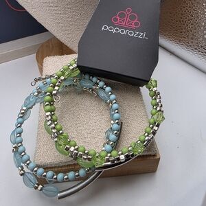 Paparazzi Aqua and Lime Beaded Bracelet Set